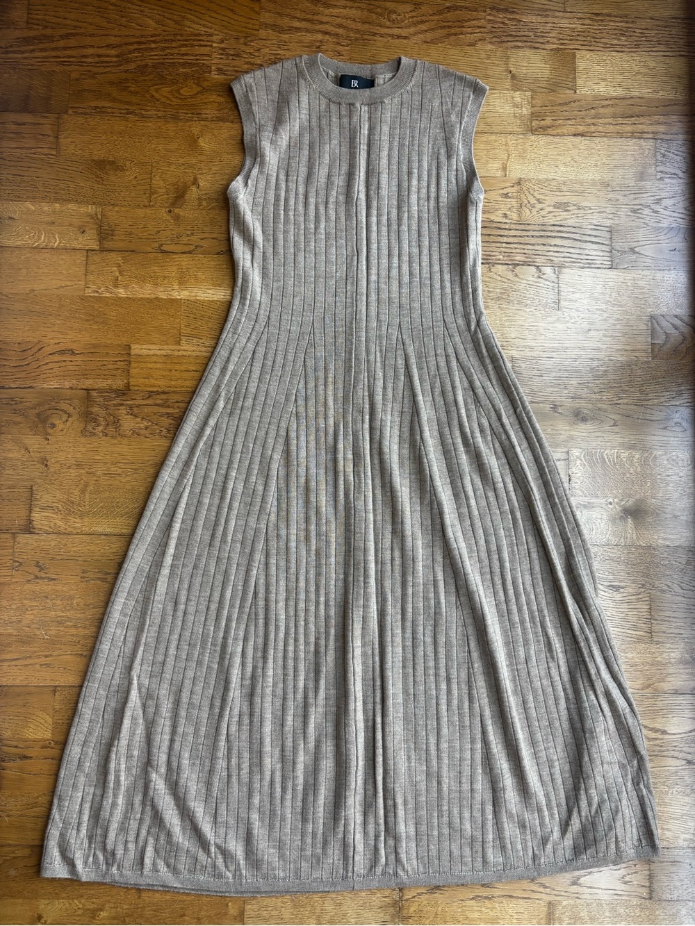 Banana Republic Sleeveless Ribbed Maxi Dress - Taupe Fine Knit Merino Wool